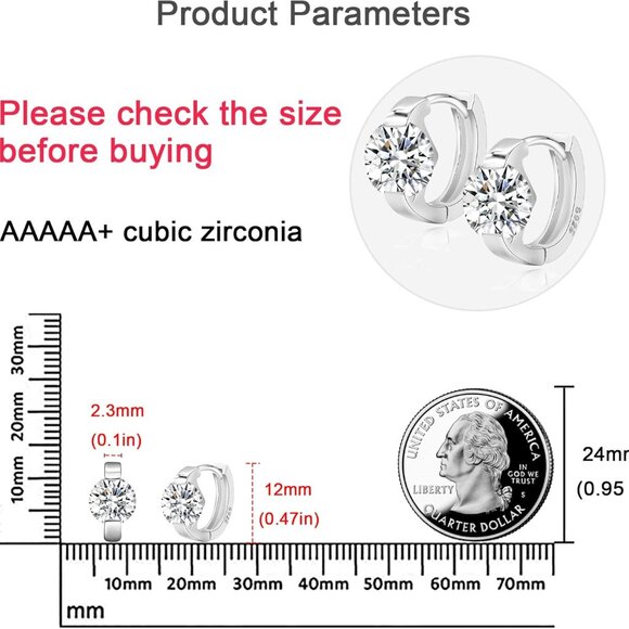 Gold Hoop Earrings Women 14k Gold Plated Zirconia Hypoallergenic Jewelry - Picture 2 of 6